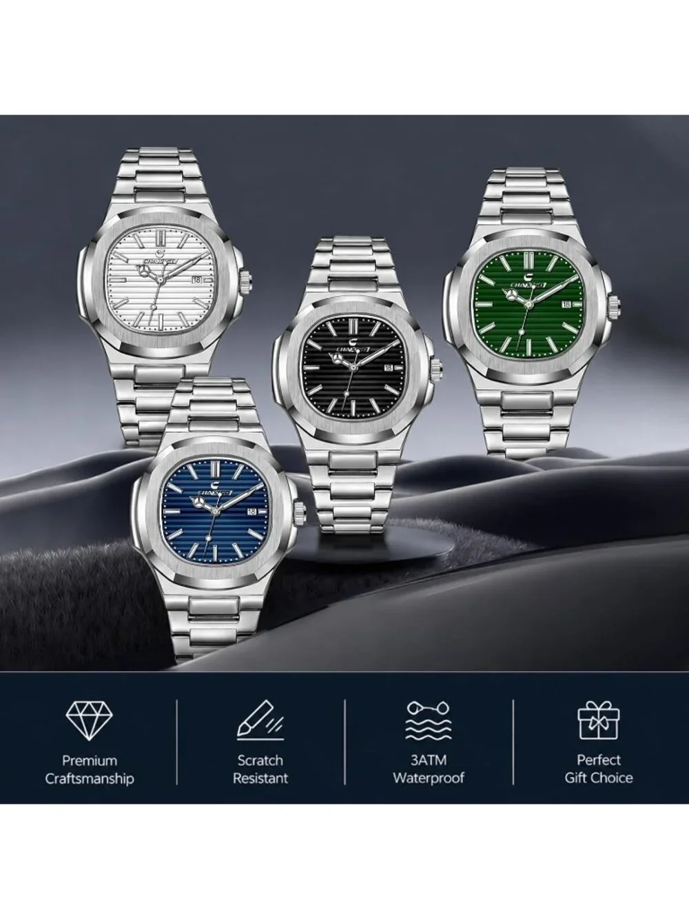 Men's Silver Alloy Material Waterproof Quartz Sports Sports Wrist Watches
